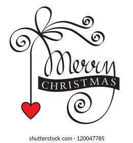 merry christmas hand lettering with heart