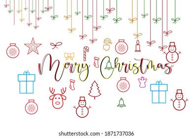 Merry Christmas hand lettering inscription to winter holiday background design,