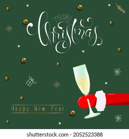 Merry Christmas hand Lettering  Inscription to winter holiday design, Calligraphic. Christmas Xmas and Happy New Year Greeting Card, banner. vector