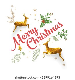 merry christmas hand lettering inscription to winter holiday design, calligraphy. Universal Christmas templates with decorative Christmas Tree, floral background and frame with copy space