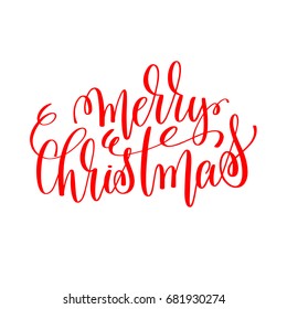 merry christmas hand lettering inscription to winter holiday greeting card, Christmas banner calligraphy text quote, vector illustration 