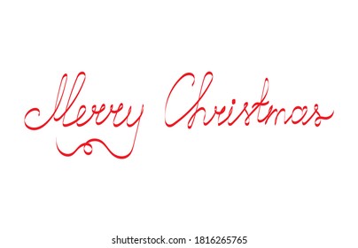 Merry Christmas hand lettering isolated on white. Vector image