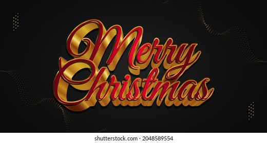 Merry Christmas Hand Lettering in Luxury Red and Gold with 3D Effect. Merry Christmas Design for Banner, Poster, or Greeting Card