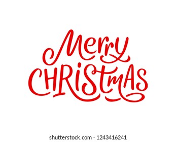 Merry Christmas Hand Lettering Red Text Stock Vector (royalty Free 