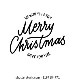 Merry Christmas -  hand lettering round desiign inscription vector.