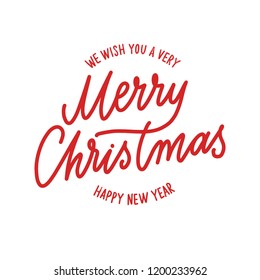 Merry Christmas -  hand lettering round desiign inscription vector.