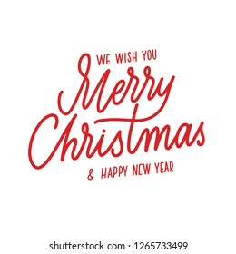 Merry Christmas -  hand lettering round desiign inscription vector.