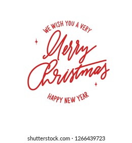 Merry Christmas  -  hand lettering round desiign inscription vector.