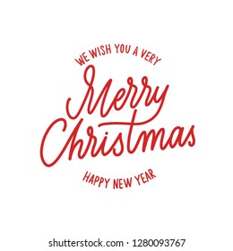 Merry Christmas -  hand lettering round desiign inscription vector.