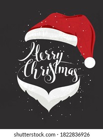 Merry Christmas - hand lettering round desiign inscription vector.