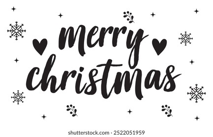 Merry Christmas - hand lettering round design inscription vector.