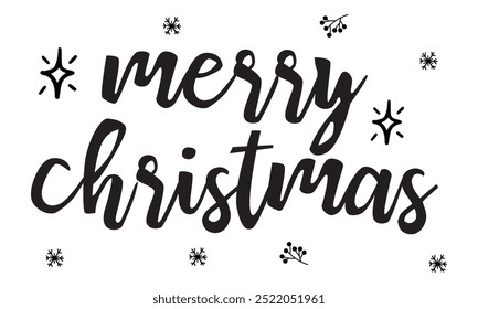 Merry Christmas - hand lettering round design inscription vector.