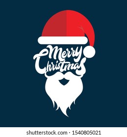 Merry Christmas Hand lettering with santa concept