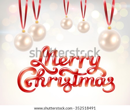 merry christmas hand lettering signature with pearl decoration balls on beautiful bokeh background vector illustration - The Christmas Pearl merry christmas hand lettering signature with pearl decoration balls on beautiful bokeh background vector illustration - The Christmas Pearl