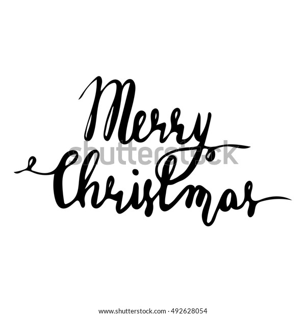 Merry Christmas Hand Lettering Signature Black Stock Vector (Royalty ...