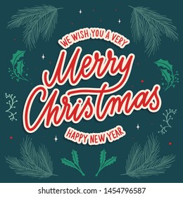 Merry Christmas - hand lettering vector.