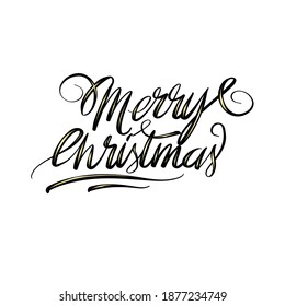 Merry christmas hand lettering  Vector holiday illustration element. calligraphy isolated