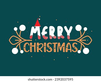 Merry Christmas hand lettering vector illustration