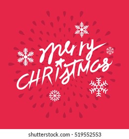 Merry Christmas hand lettering. vector