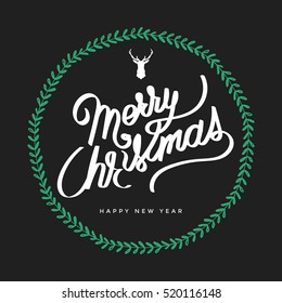 Merry Christmas hand lettering. vector