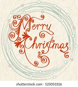 MERRY CHRISTMAS hand lettering, vector handmade calligraphy