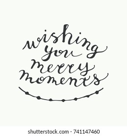 Merry Christmas hand lettering. Vector calligraphy.
