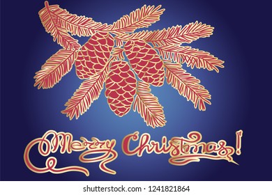 MERRY CHRISTMAS hand lettering.Handmade calligraphy. Vector illustration. Greeting card