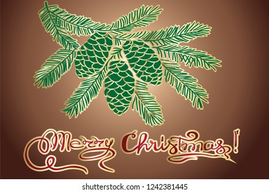 MERRY CHRISTMAS hand lettering.Handmade calligraphy. Vector illustration. Greeting card