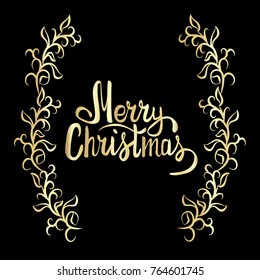 MERRY CHRISTMAS hand lettering.Handmade calligraphy. Vector illustration. Greeting card