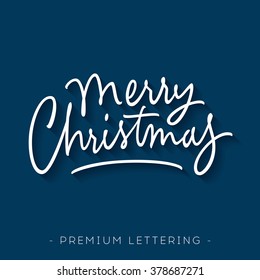 Merry Christmas Hand Made Script Lettering Retro Vintage Typographic Handwritten Art Great For Greeting Card, Wall Print, Holiday Poster, T Shirt, Festive Packaging Etc. Vector Illustration