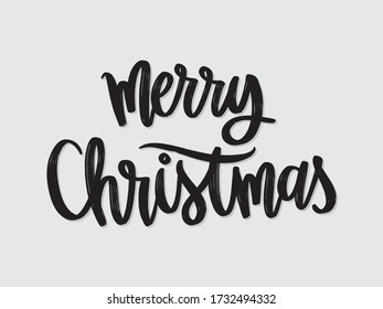 Merry christmas. Hand written lettering isolated on white background.Vector template for poster, social network, banner, cards.