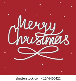 Merry Christmas hand written note in white on red background. Vector illustration EPS 10.