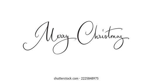 Merry Christmas hand written text isolated on white background. Winter season typography. Elegant vector calligraphy for holiday cards, party posters, headers, gift tags, overlays