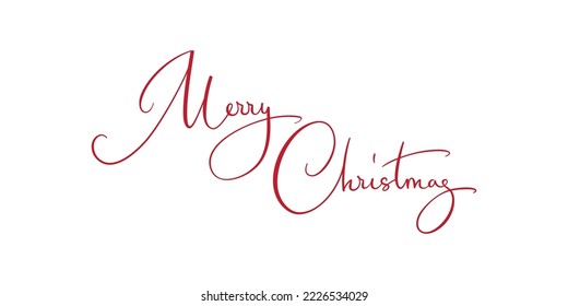 Merry Christmas hand written text isolated on white background. Winter season typography. Elegant vector calligraphy for holiday cards, party posters, headers, gift tags, overlays
