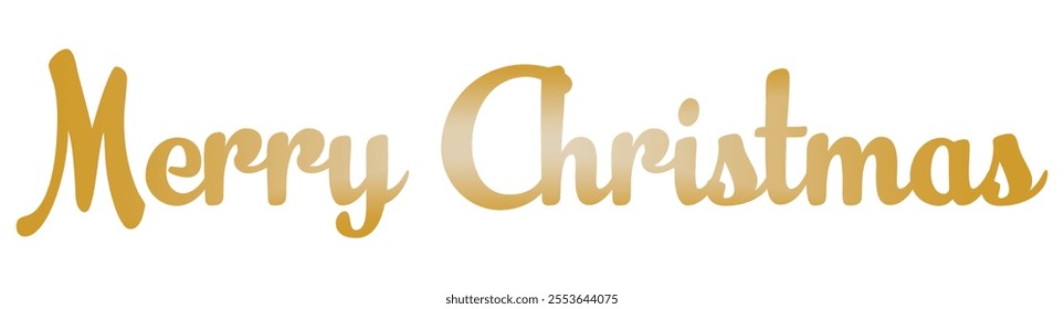 Merry Christmas hand written text. Golden Merry Christmas letters isolated on white. Winter season typography. Elegant vector calligraphy for holiday cards, party posters, headers, gift tags, overlays