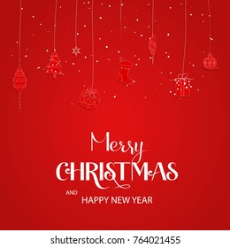 Merry Christmas handdrawn lettering design elements. Great element for cards, banners and flyers.