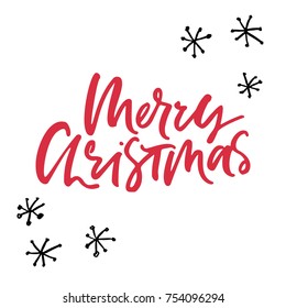 Merry Christmas handdrawn lettering for gifts, cards, posters, etc. Winter collection.