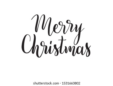 Merry Christmas - hand-drawn lettering. Modern brush calligraphy. Vector inscription isolated on the white background. Winter holidays card, poster, overlay, social media design.