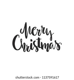 Merry Christmas - handdrawn lettering. Perfect vector design element for greeting cards.