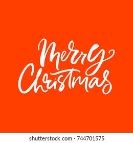 Merry Christmas handdrawn lettering. Perfect unique design for greeting cards. 