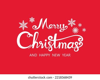 Merry Christmas hand-drawn writing lettering. Xmas text script Calligraphy decoration snowflake elements. Vector illustration for banner, poster, and greeting card.