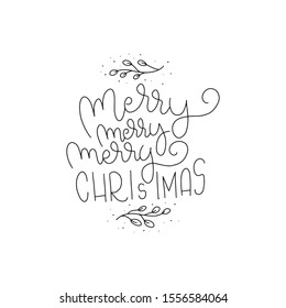 Merry Christmas handlettered card design. 