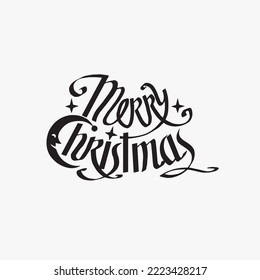 Merry Christmas - handmade lettering calligraphy inscription. Merry christmas hand lettering calligraphy isolated on white background. Vector holiday illustration element. 