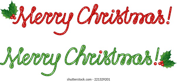 Merry Christmas. Handmade text. Vector. Smartly layered and grouped.