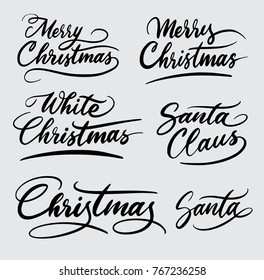 Merry christmas handwriting calligraphy. Good use for logotype, symbol, cover label, product, poster title or any graphic design you want. Easy to use or change color
 