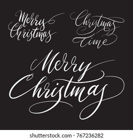 Merry christmas handwriting calligraphy. Good use for logotype, symbol, cover label, product, poster title or any graphic design you want. Easy to use or change color
 