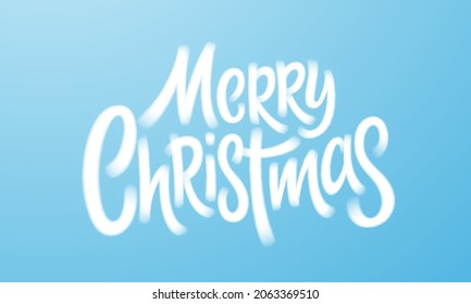 Merry Christmas Handwriting Lettering.White frosted letters on a blue background. Merry Christmas lettering for postcard, banner, poster. Vector illustration EPS10