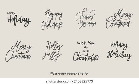 Merry Christmas Handwriting on  background , Flat Modern design , illustration Vector EPS 10