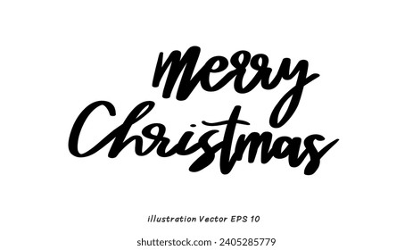 Merry Christmas Handwriting on white background , Flat Modern design , illustration Vector EPS 10