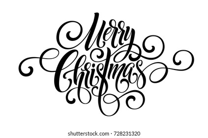 Merry Christmas handwriting script lettering. Vector illustration EPS10